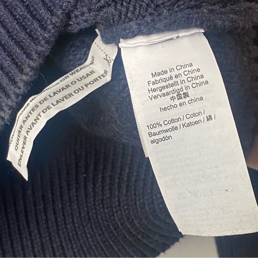 J Crew Men’s Guernsy Stitch Navy Blue Heavy Cotton Crewneck Sweater Size XS NWT - Picture 9 of 10